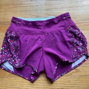 Lululemon Women’s Magenta Athletic Running Shorts with Mosaic Side Panels